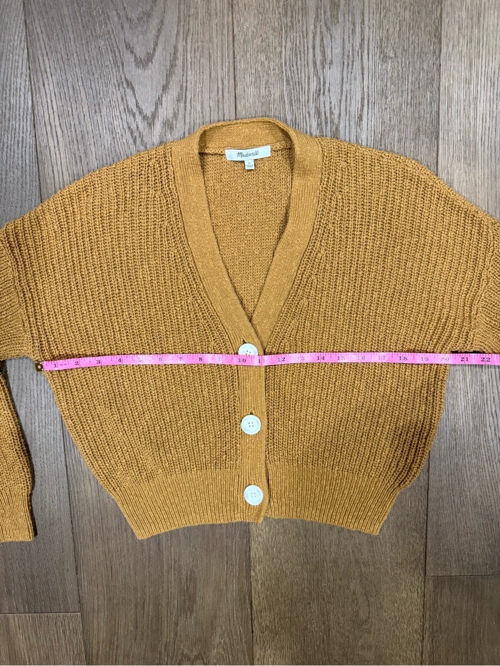 Madewell Greywood Crop Cardigan Sweater in Toffee/Mustard - Picture 6 of 7
